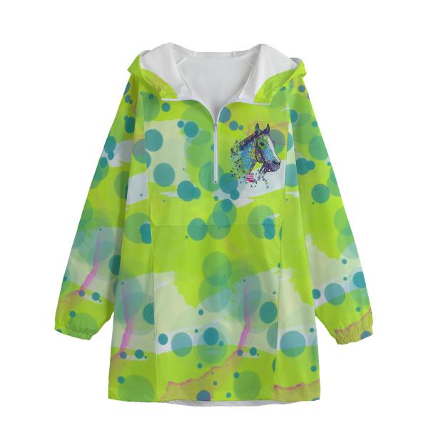 Leichte Regenjacke Tasci – Popart Hundemotiv, 100 % Polyester, Unisex, Pferd, Rennpferd